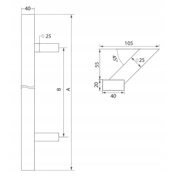 Pochwyt do drzwi Antaba Uchwyt INOX do furtki 45° 800mm 80cm Pojedynczy