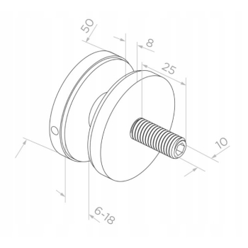 ROTULA FI 50x8 mm INOX SATYNA UCHWYT DO SZKŁA SZYBY BALUSTRADY PUNKTOWY