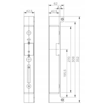 Kaseta elektrozaczepu do furtki 40x40 długa 350mm