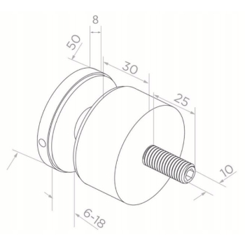 ROTULA FI 50x30 mm INOX SATYNA UCHWYT DO SZKŁA SZYBY BALUSTRADY PUNKTOWY