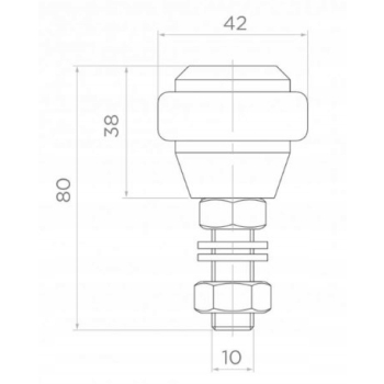 Rolka prowadząca do bramy przesuwnej fi 42 mm Gumowana gwint M12