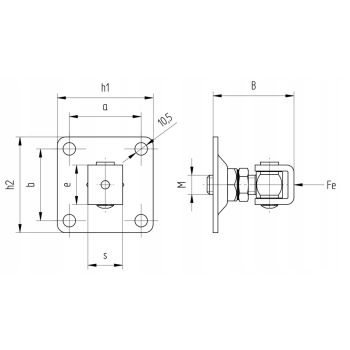 Zawias Do Bramy Furtki Regulowany M16 80x80